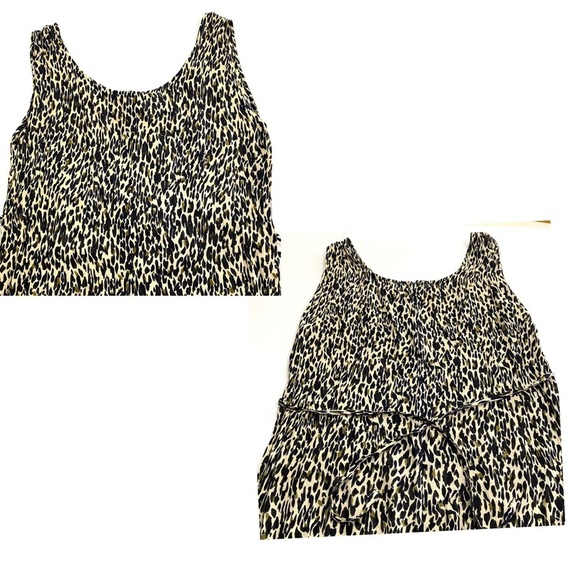 Maxi Tank Sleeveless Dress Set Large Matching Over-Blouse Brown Cheetah Mob Wife - Picture 8 of 15